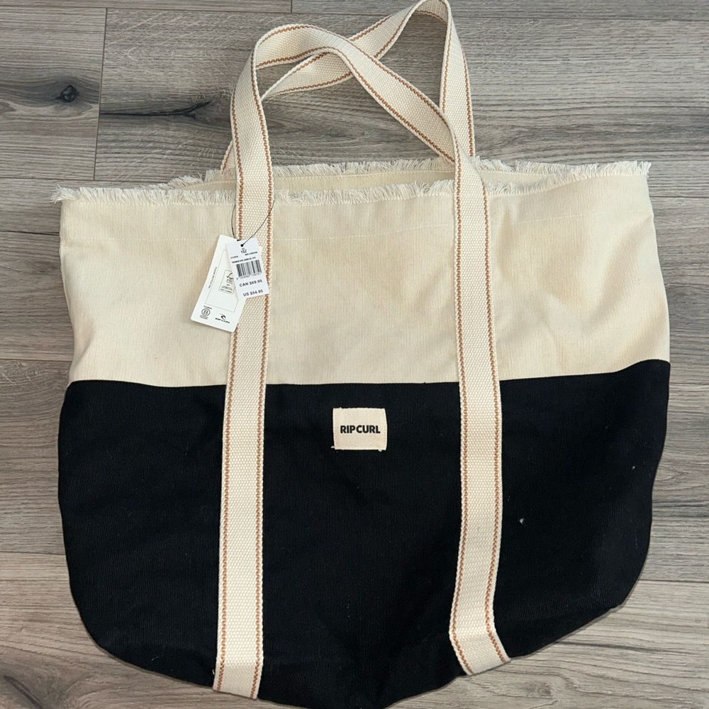 Rip Curl Two-Tone Black and Cream Tote